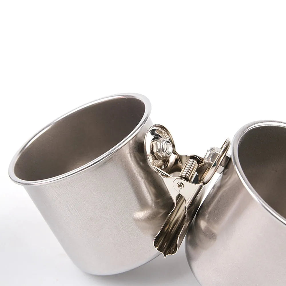 Stainless steel birdcage feeder in natural colour, shown in small, medium, and large size options.