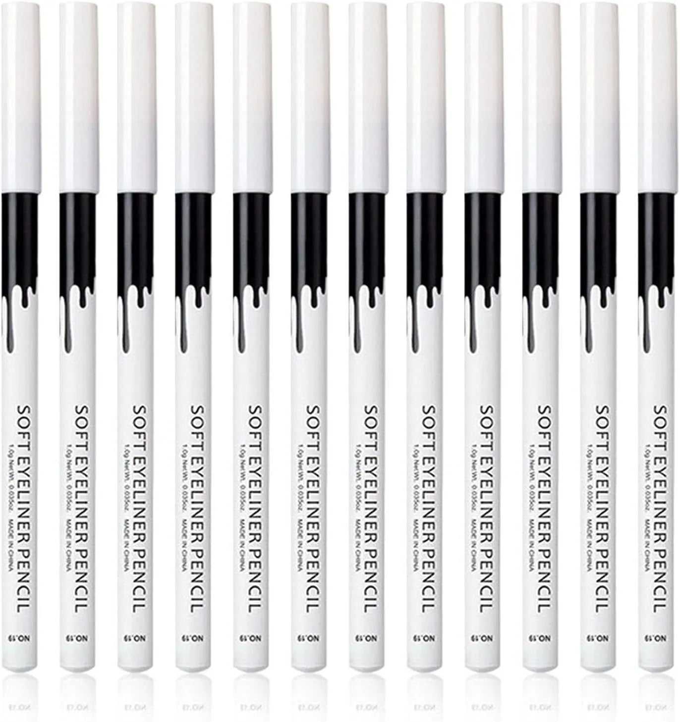12 piece white and black waterproof eyeliner pencil set with sharpener for multi-use makeup