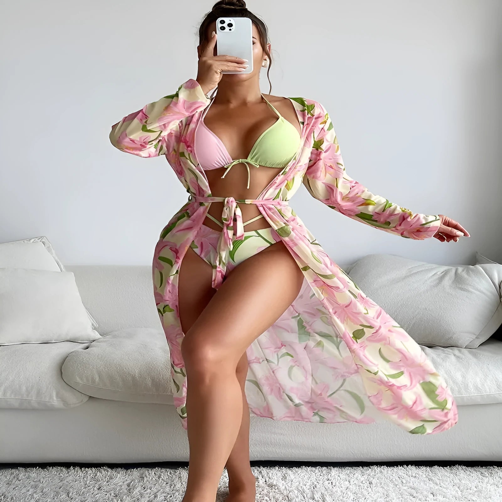 Women's printed bikini with quick-dry fabric in European cut