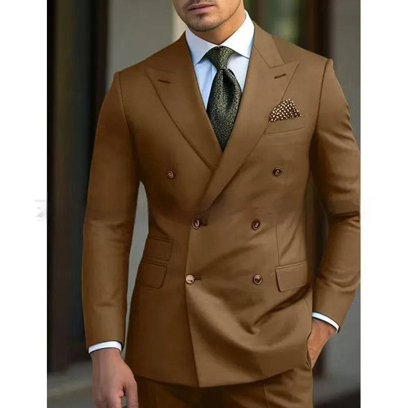 Men's light business two-piece suit set in a regular fit, shown in one of five available colours.
