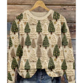 Women's floral digital printed round neck sweater in polyester fabric showing small flower pattern