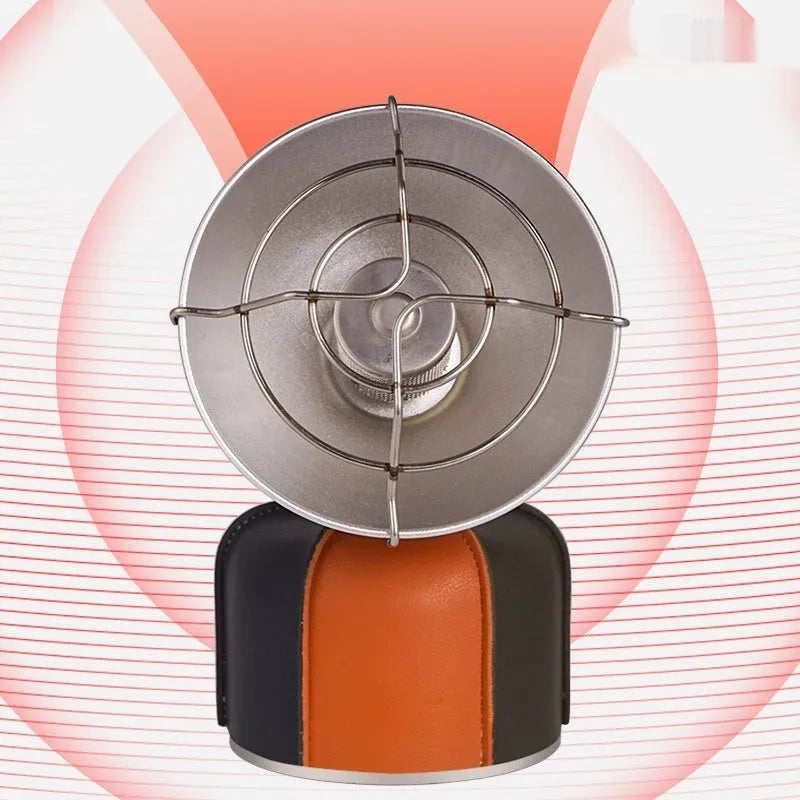 Portable outdoor heating stove with black and orange finish and automatic press ignition