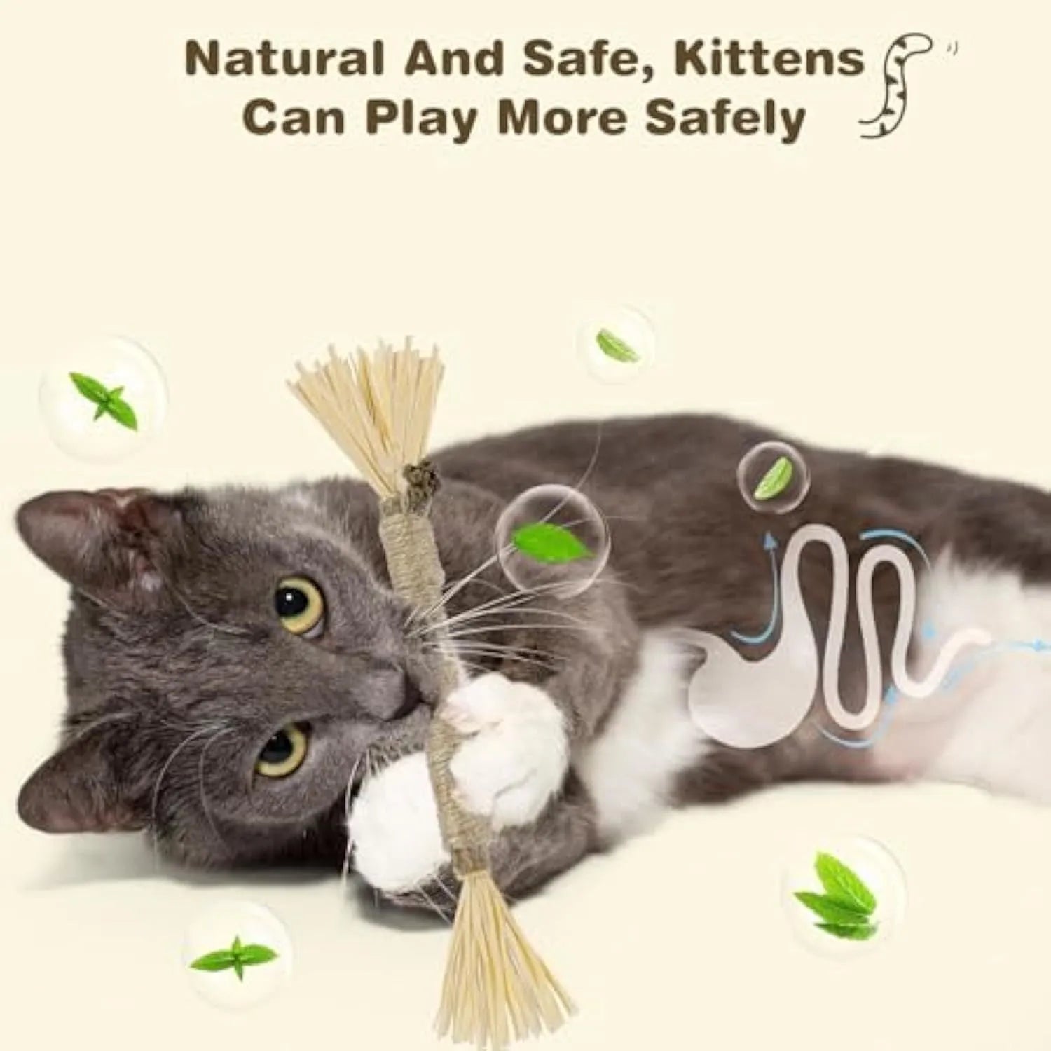 Three natural silvervine sticks for cats dental chew toys showing thick and fine diameter options