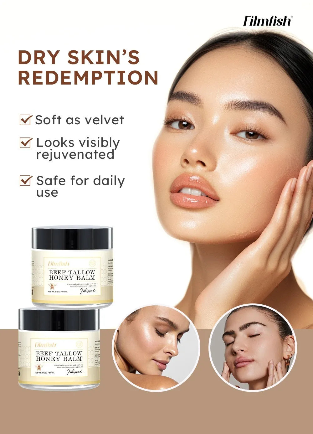 60ml honey moisturiser body cream jar for dry skin hydration