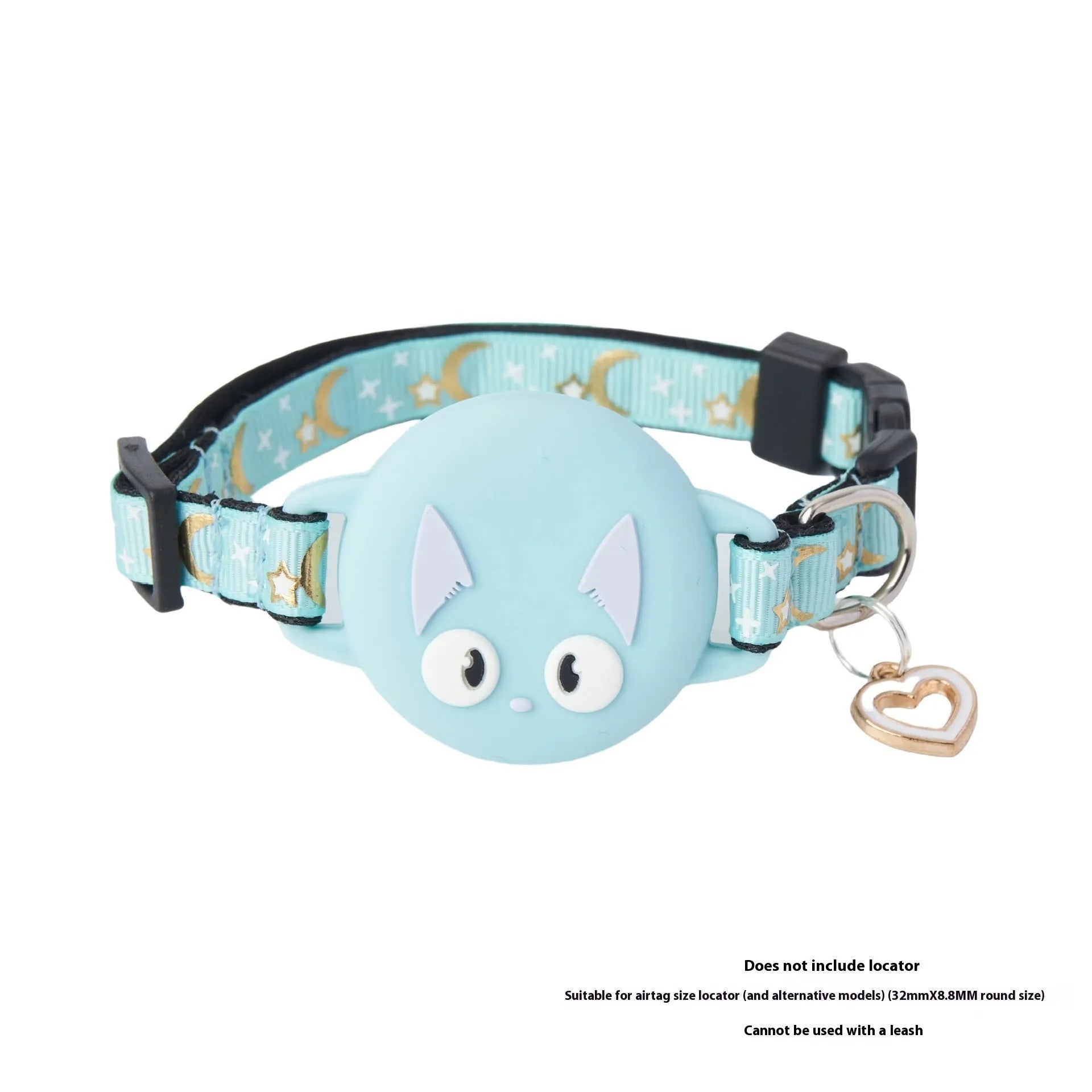 Plastic AirTag holder attached to cat collar with adjustable sizing and protective case