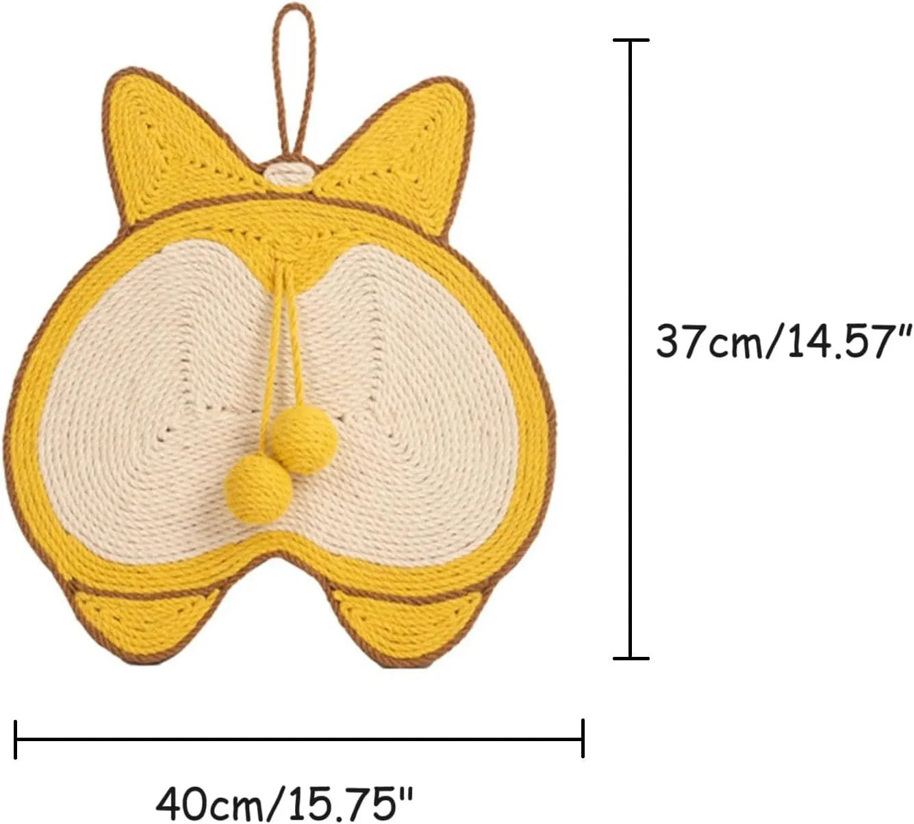 Yellow Corgi design cat scratching pad with sisal surface and anti-slip base