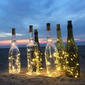 Copper wire LED string lights with bottle stopper for decorative bottle lighting