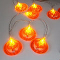 Halloween LED string lights with bat, pumpkin, ghost and spider pendants on a 1.2 metre battery-powered string
