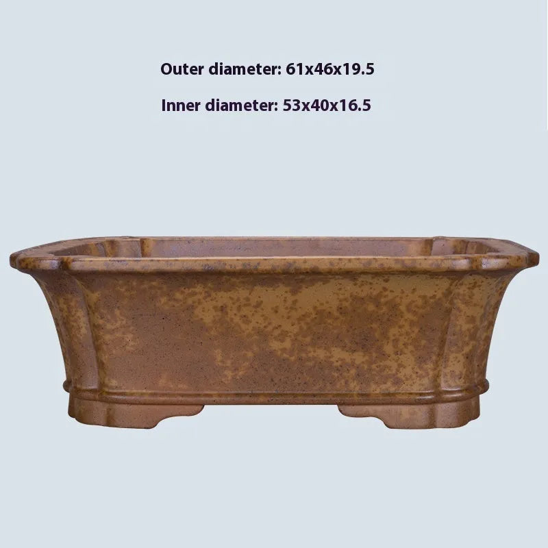 Large rectangular purple sand mud flowerpot with geometric angles for floor-standing home gardening