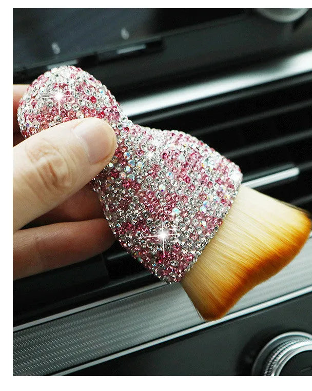 PVC car interior cleaning brush in white colour for dashboard and vent dust removal measuring 10cm long