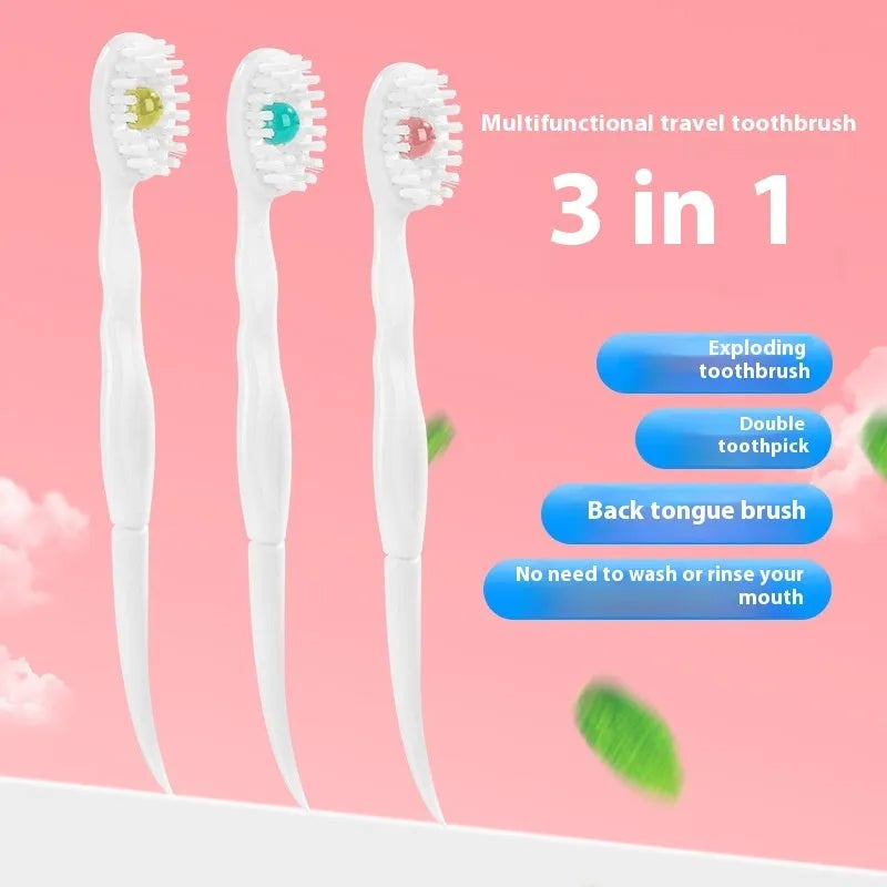 Box containing 20 disposable bead toothbrushes in mint, peach, plum green tea, or mixed flavours.