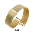 Milani silk woven stainless steel watch band in silver, black, rose gold, and gold colour options