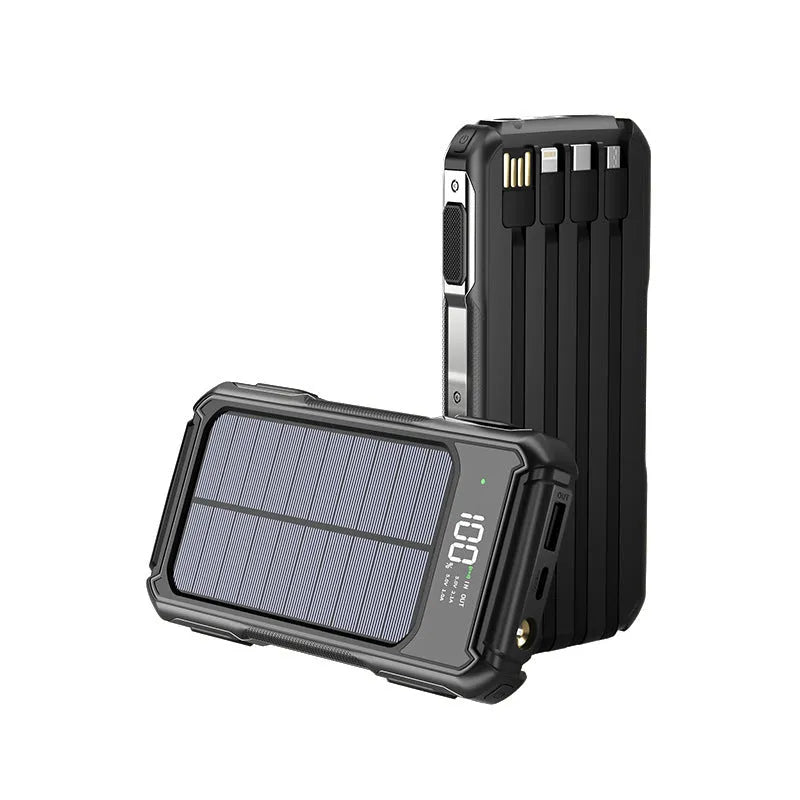 Military grade mobile power bank in black, green, or orange, showing front view with dimensions 149mm by 73mm.