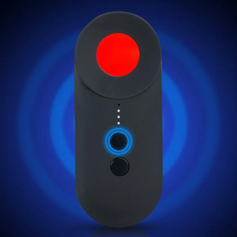 Black portable GPS detector and hidden camera finder with compact rectangular design for privacy protection