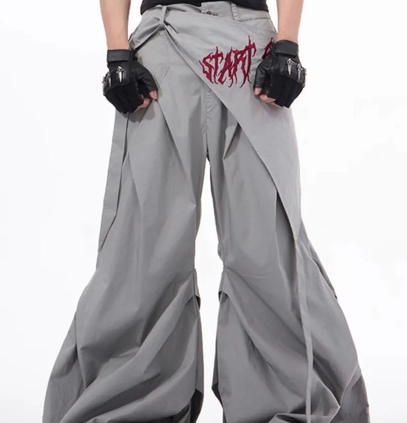 Boys black wide-leg trousers Korean style summer casual wear with solid pattern