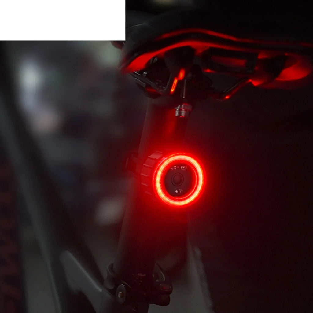 Black intelligent induction brake taillight for bicycles with aluminium alloy casing and mounting brackets