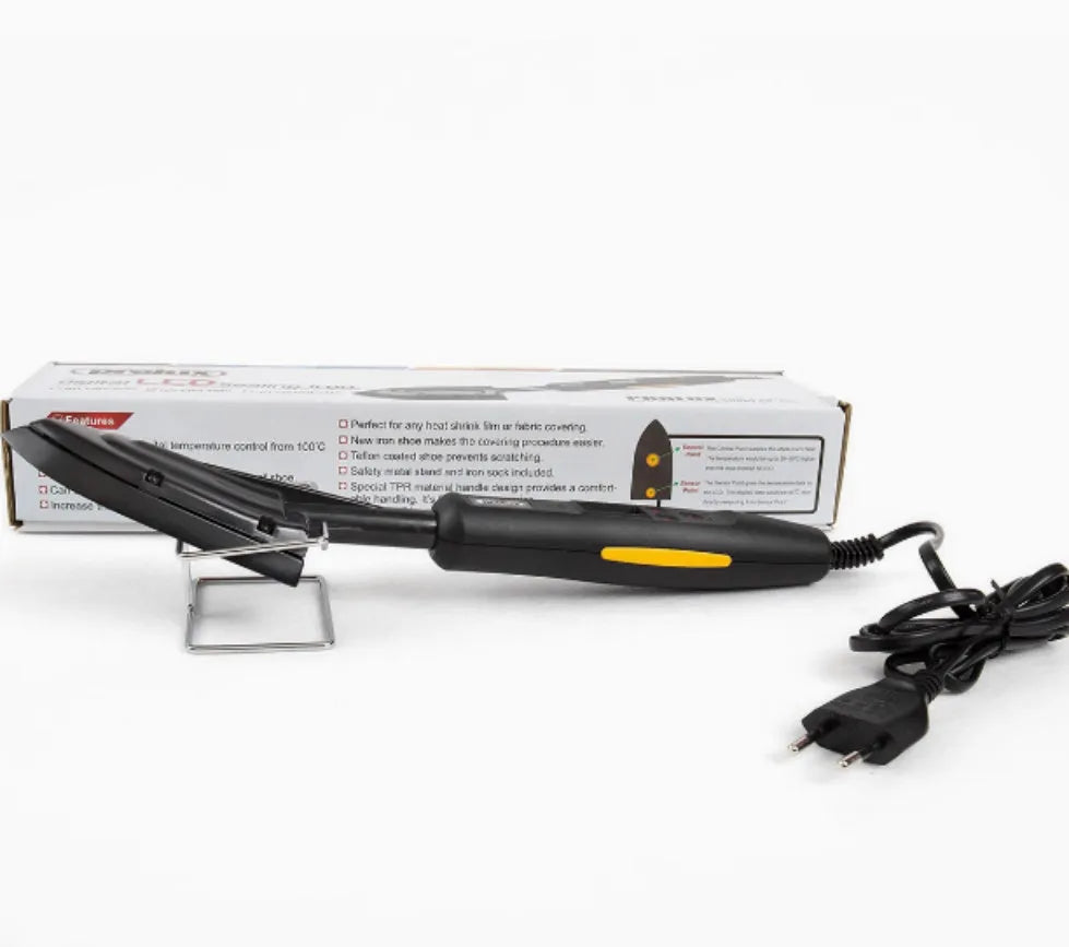 Electronic temperature control hair styling iron with cotton cover and heat-resistant bracket
