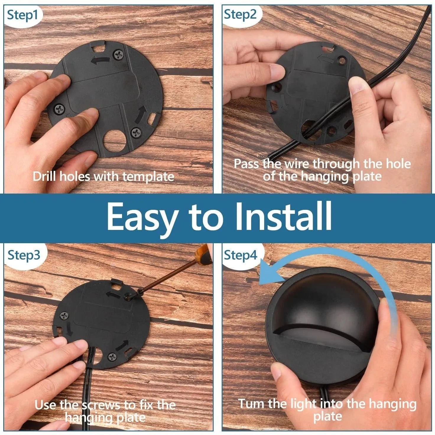 Low voltage outdoor step light with IP67 waterproof rating for garden paths and decking.