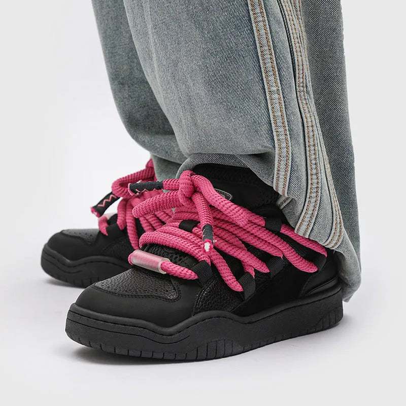 Casual breathable shoes with thick rubber sole in denim blue colour with lace-up front