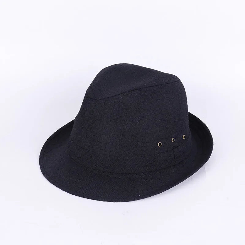 Thickened fedora hat for men in classic colours on a hat stand, showing the structured brim and crown.