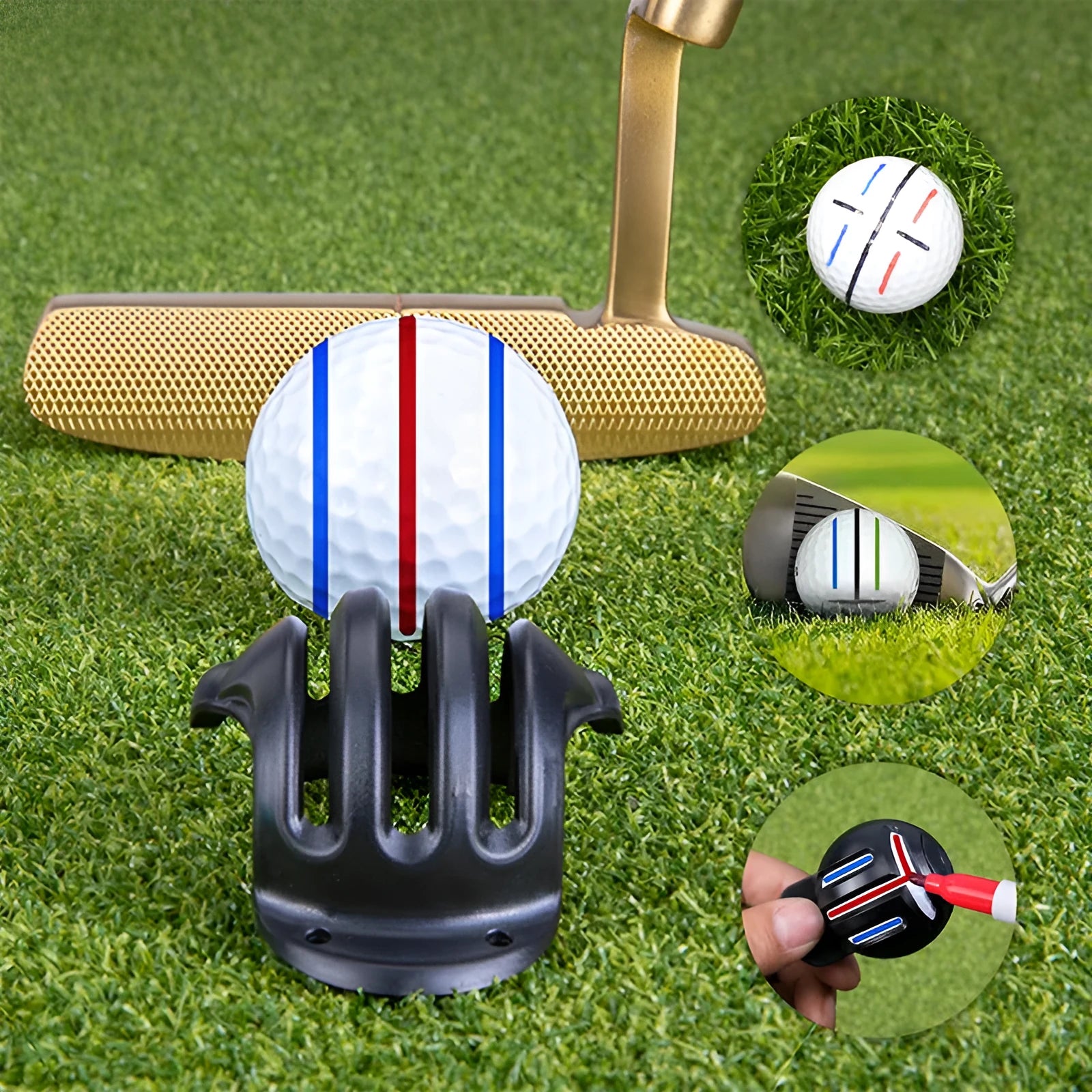 Golf putting alignment tool set with scriber markers and drawing pens for stroke training practice
