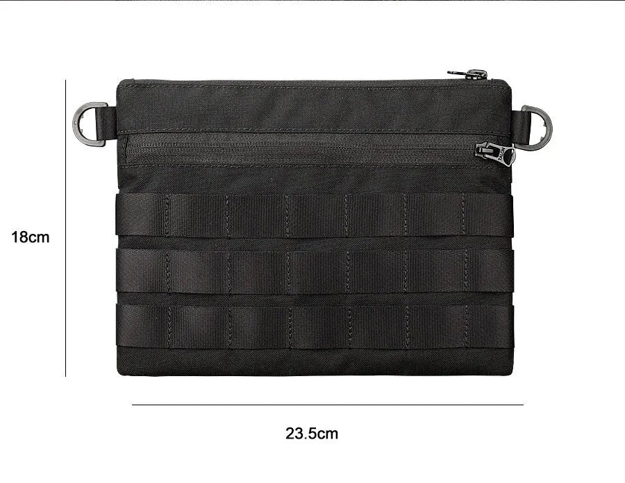 Black oxford cloth portable outdoor kit measuring 18cm by 3.5cm