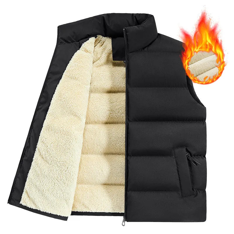 Striped men's lambswool vest in black, dark blue, or red for autumn and winter wear.