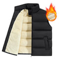 Striped men's lambswool vest in black, dark blue, or red for autumn and winter wear.