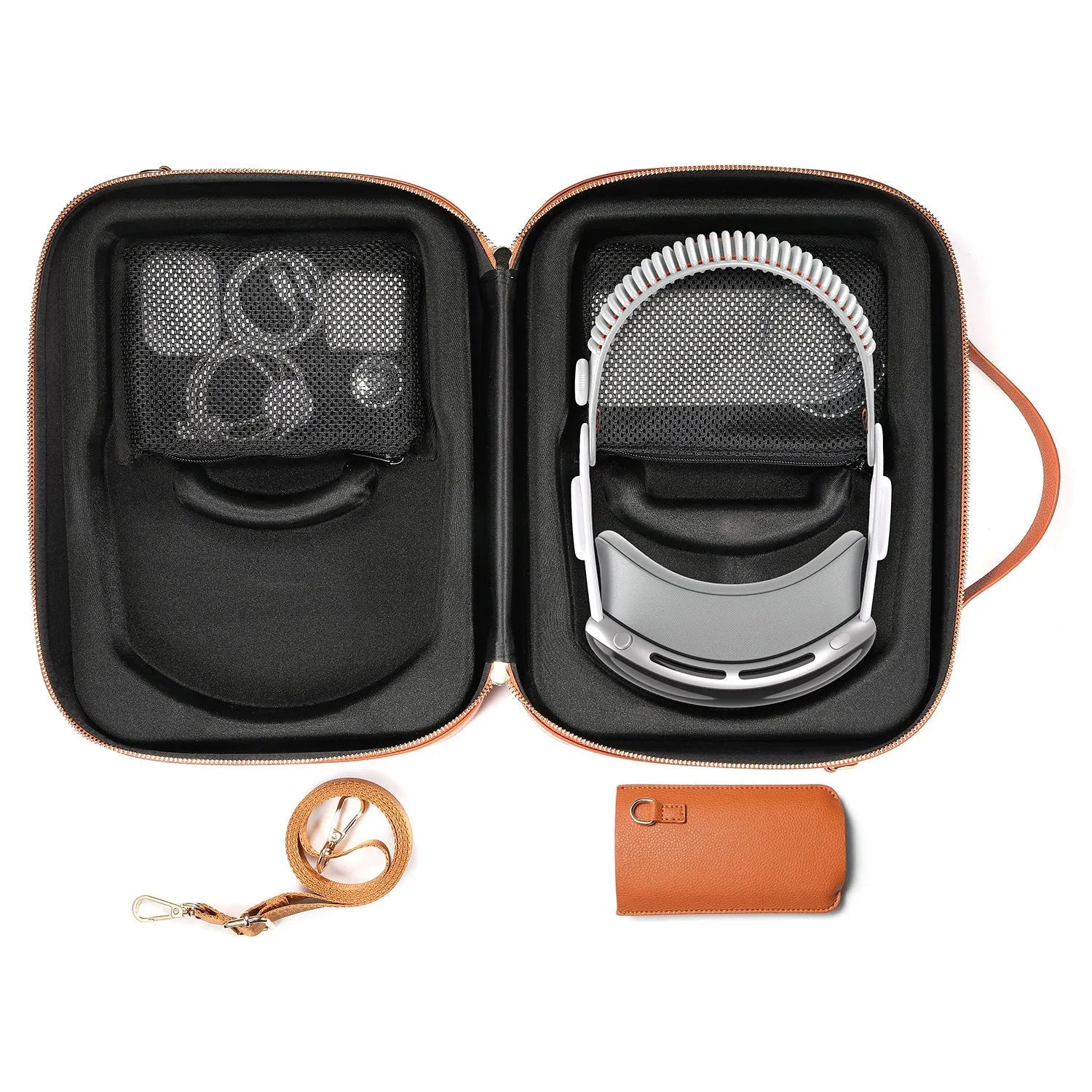 Black MR storage box for Vision Pro head-mounted equipment with superfibre construction showing 32.5×24.5×11.5cm dimensions