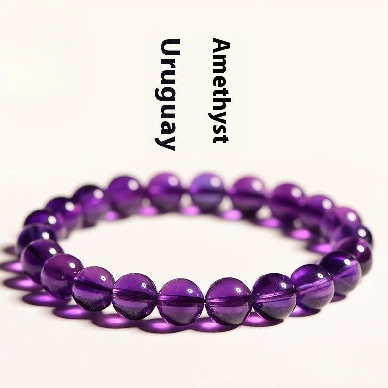Natural amethyst scattered bead bracelet with polished crystal stones in lavender purple tones