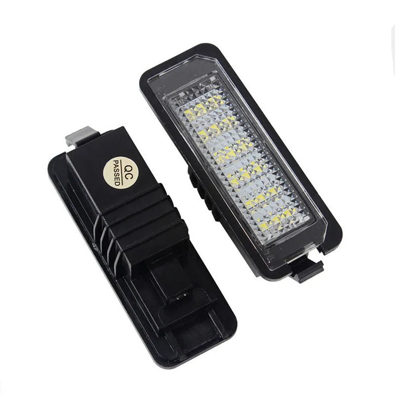 Volkswagen LED license plate light unit showing 24 SMD 3528 chips for Golf, Polo models.
