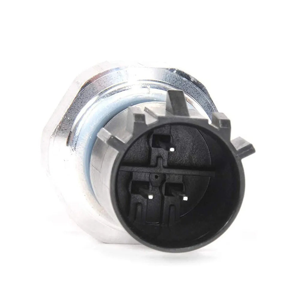 Silver automobile fuel pressure sensor for car engine diagnostics
