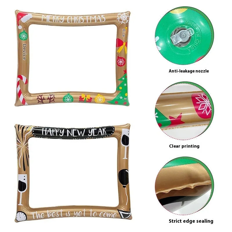 Christmas inflatable PVC photo frame for holiday pictures and interactive activities