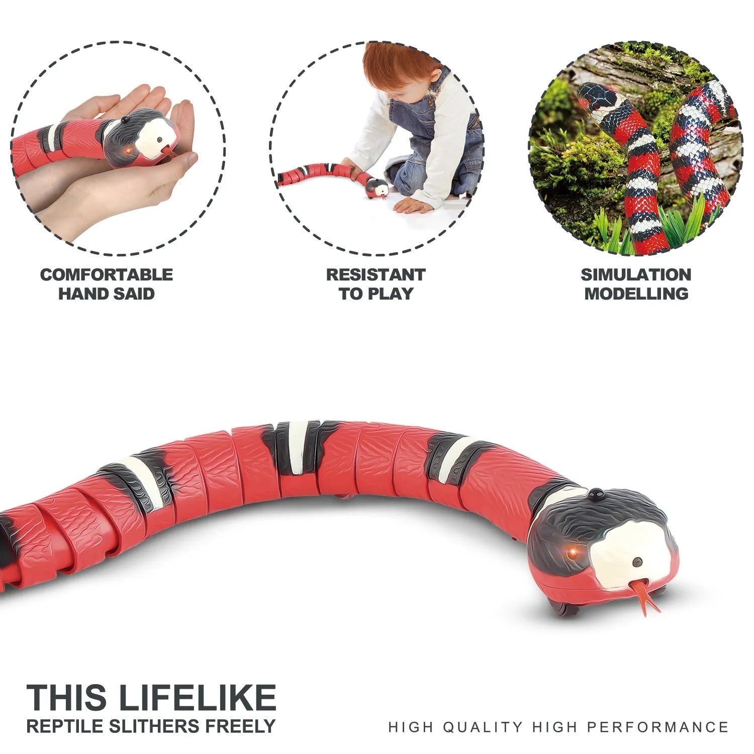 USB rechargeable automatic electronic snake cat toy with smart sensing and built-in catnip