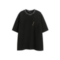 A loose-fit washed cotton short-sleeve retro T-shirt shown in purple and black colour options.