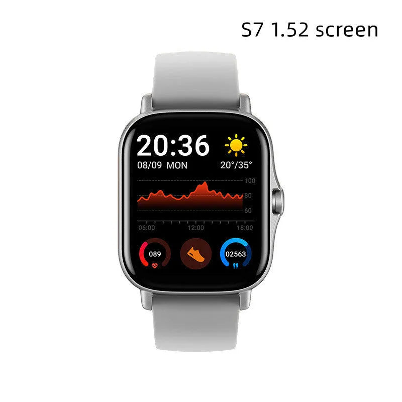 GT20 black smartwatch showing time on its 1.75-inch screen with a silicone wrist band.