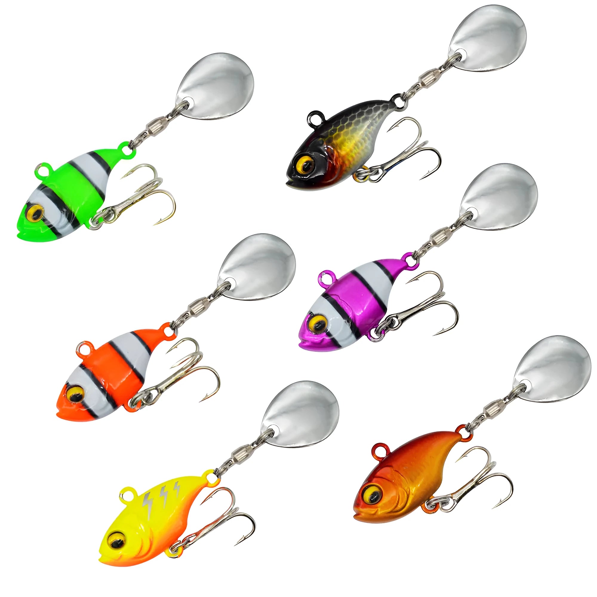 Metal sea fishing iron plate lure with rotating sequins in multiple colour patterns