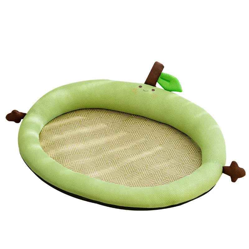 Green fruit backrest pet bed nest for cats and dogs with raised sleeping area