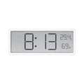 Simple large screen temperature and humidity clock with plastic shell in white Nordic style on a desk