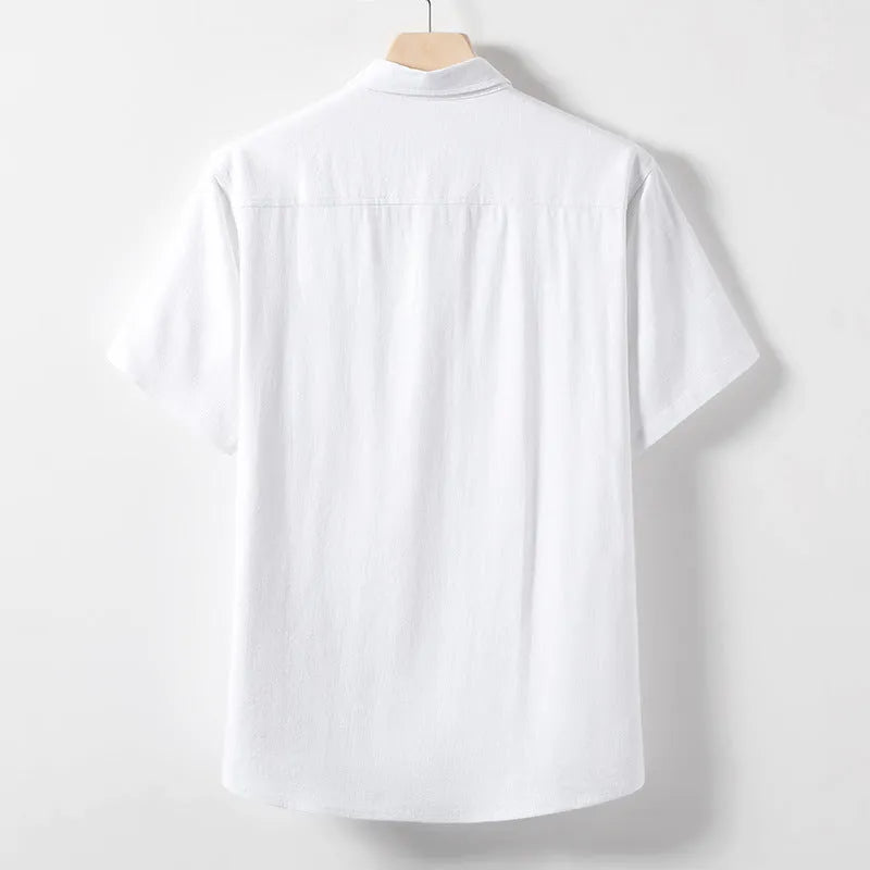 Men's linen blend loose fit T-shirt in three colour options with short sleeves