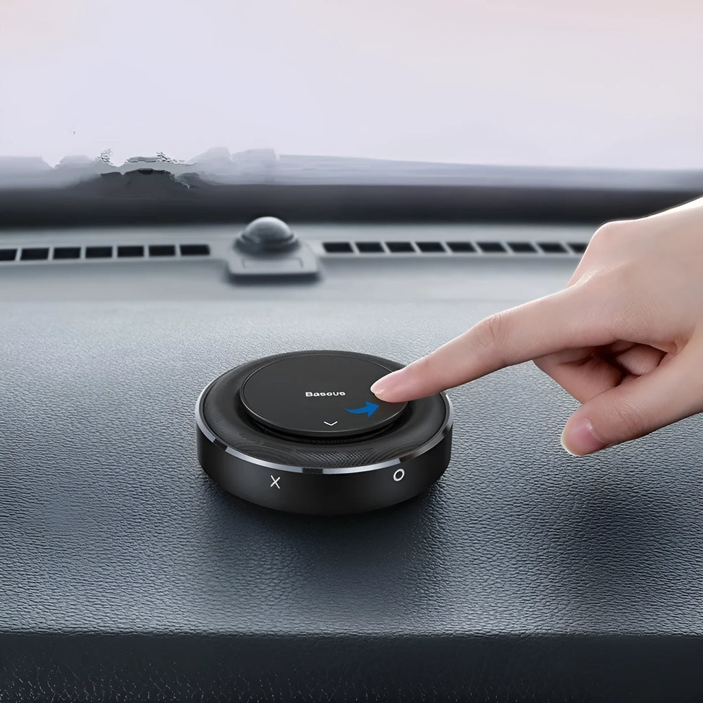 Round aluminium alloy car fragrance diffuser with aromatherapy tablets in black red silver colours