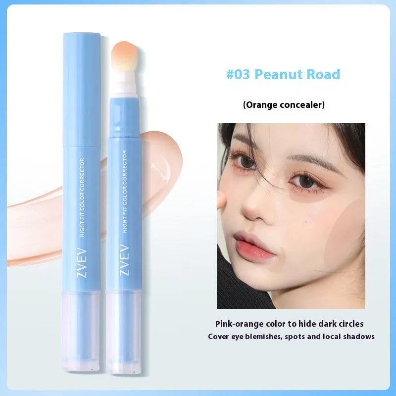 Concealer pen with sponge brush head in brightening, pink flesh, and flesh colour shades.