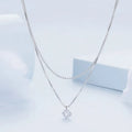 S925 sterling silver double-layer necklace with pearl chain design in silver colour