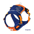 Orange blue nylon dog chest strap vest harness with integrated hand rope leash