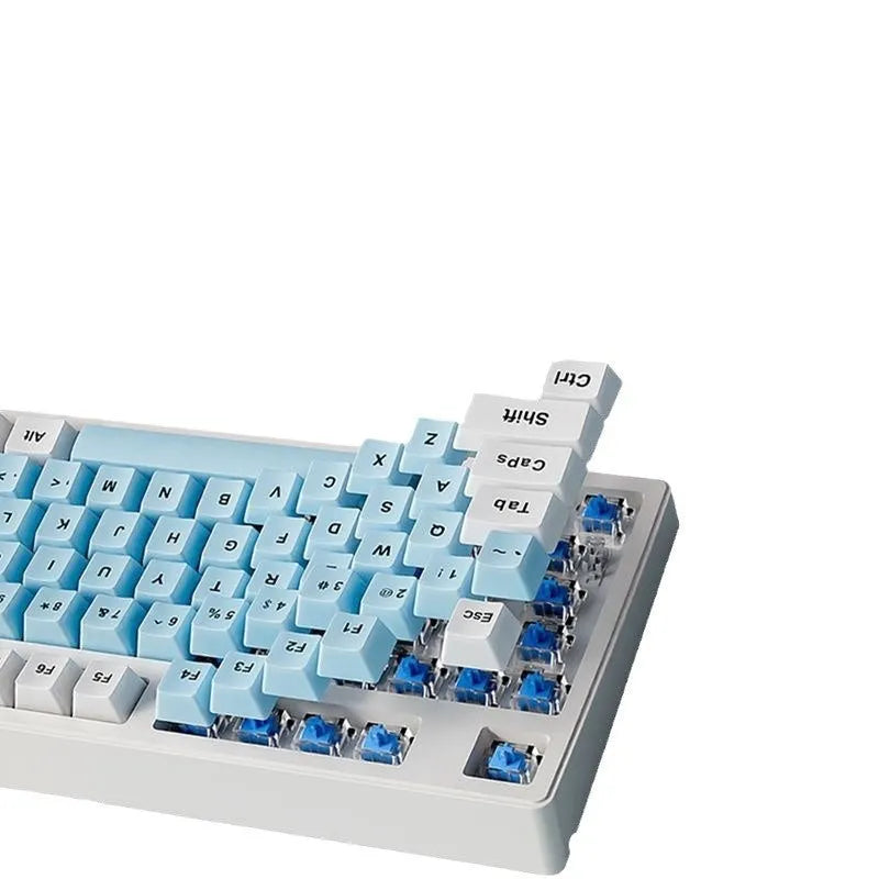 Office Game wireless mechanical keyboard showing colour options and 87-key or 108-key layouts