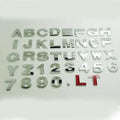 3D metal car bumper sticker showing raised zinc alloy English letter on adhesive backing