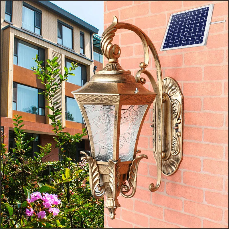 European-style outdoor wall light in black or bronze finish with IP54 waterproof rating