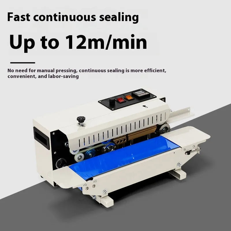 Small manual L1 steel seal date printing sealing machine on a table.