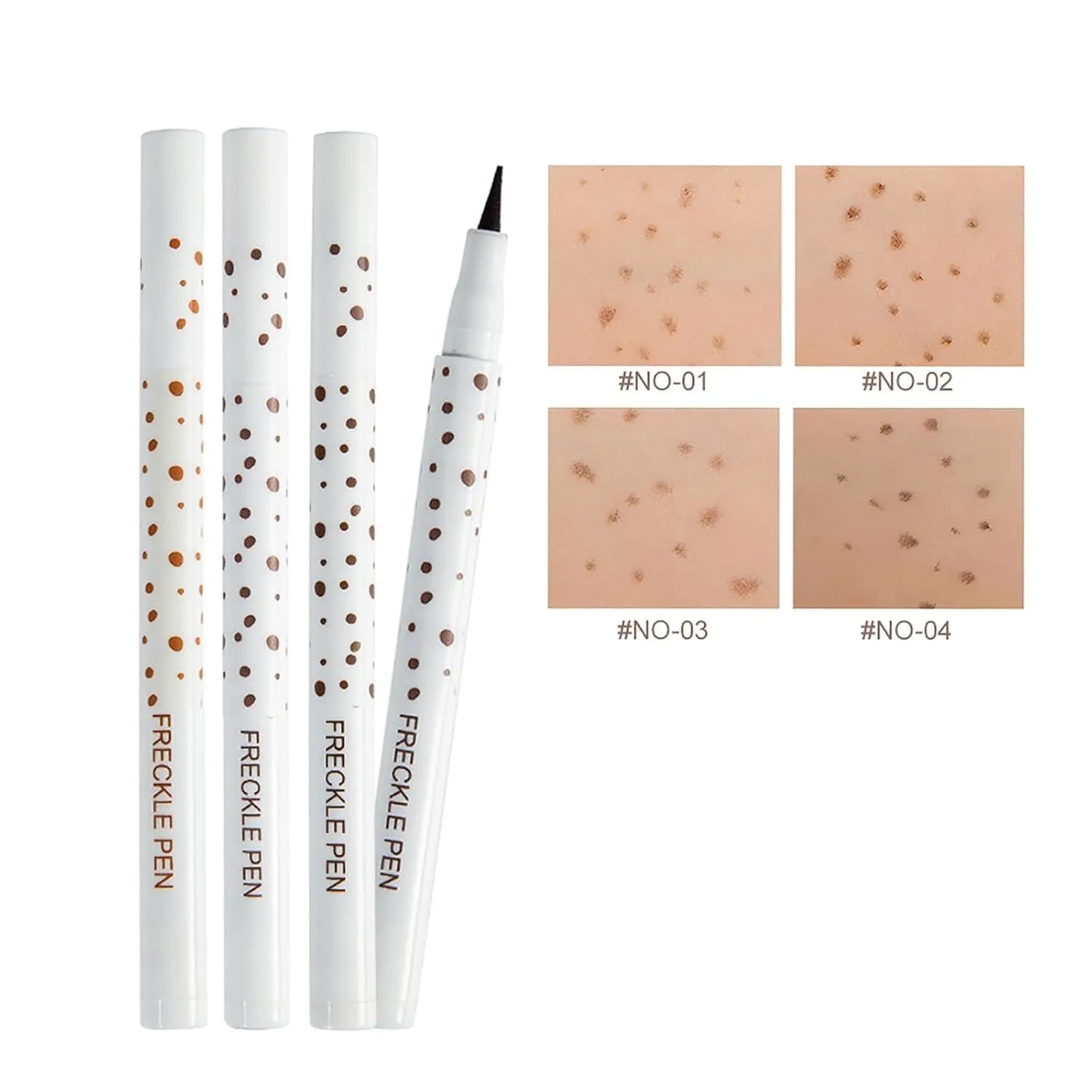 Dark brown cosmetic freckle pen with a precision tip for natural-looking face and body makeup.