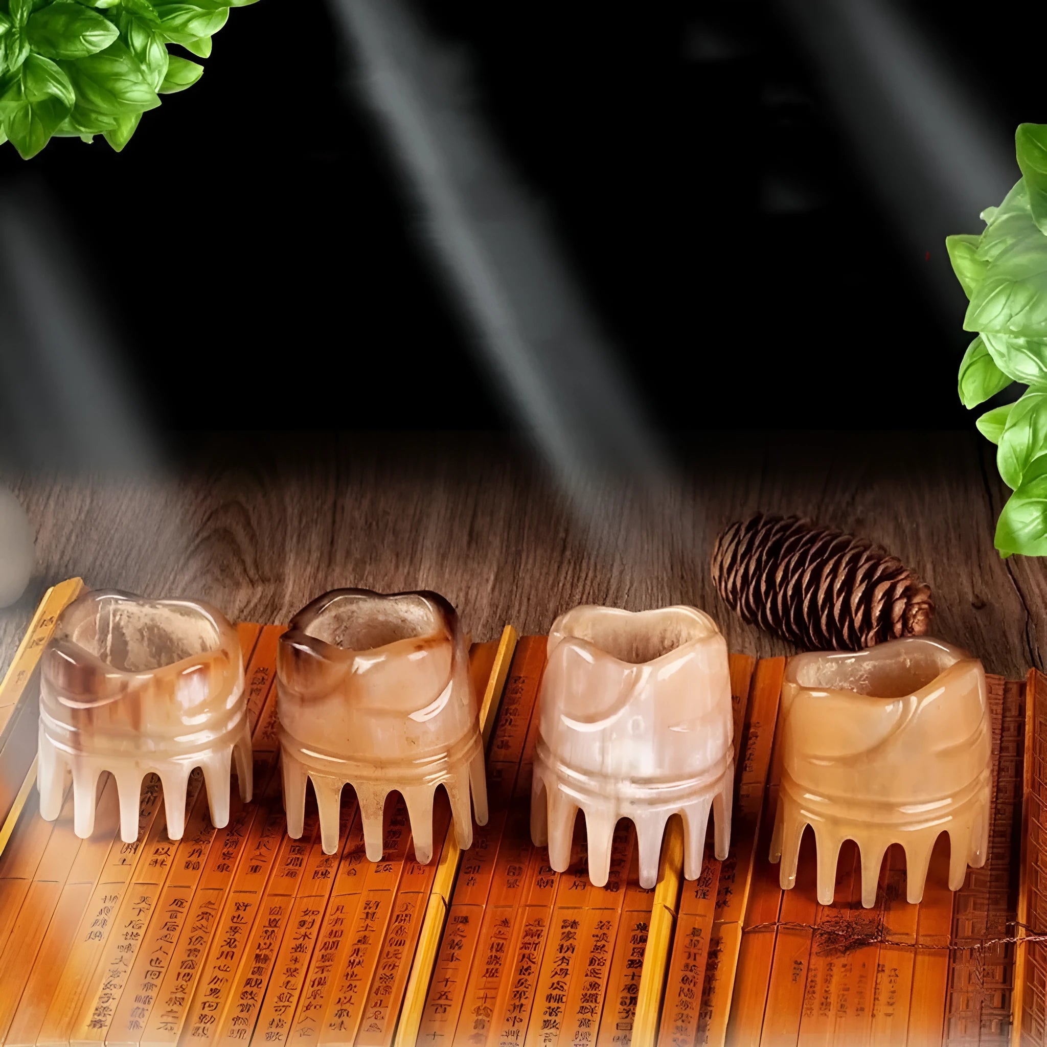 Black finished white buffalo horn comb with wide teeth for head massage and hair care